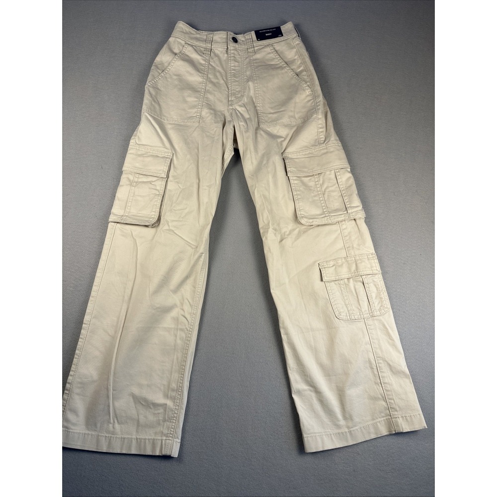 Hollister Baggy Cargo Pants‎ Womens 0S 25S Beige Ultra High Rise NWT